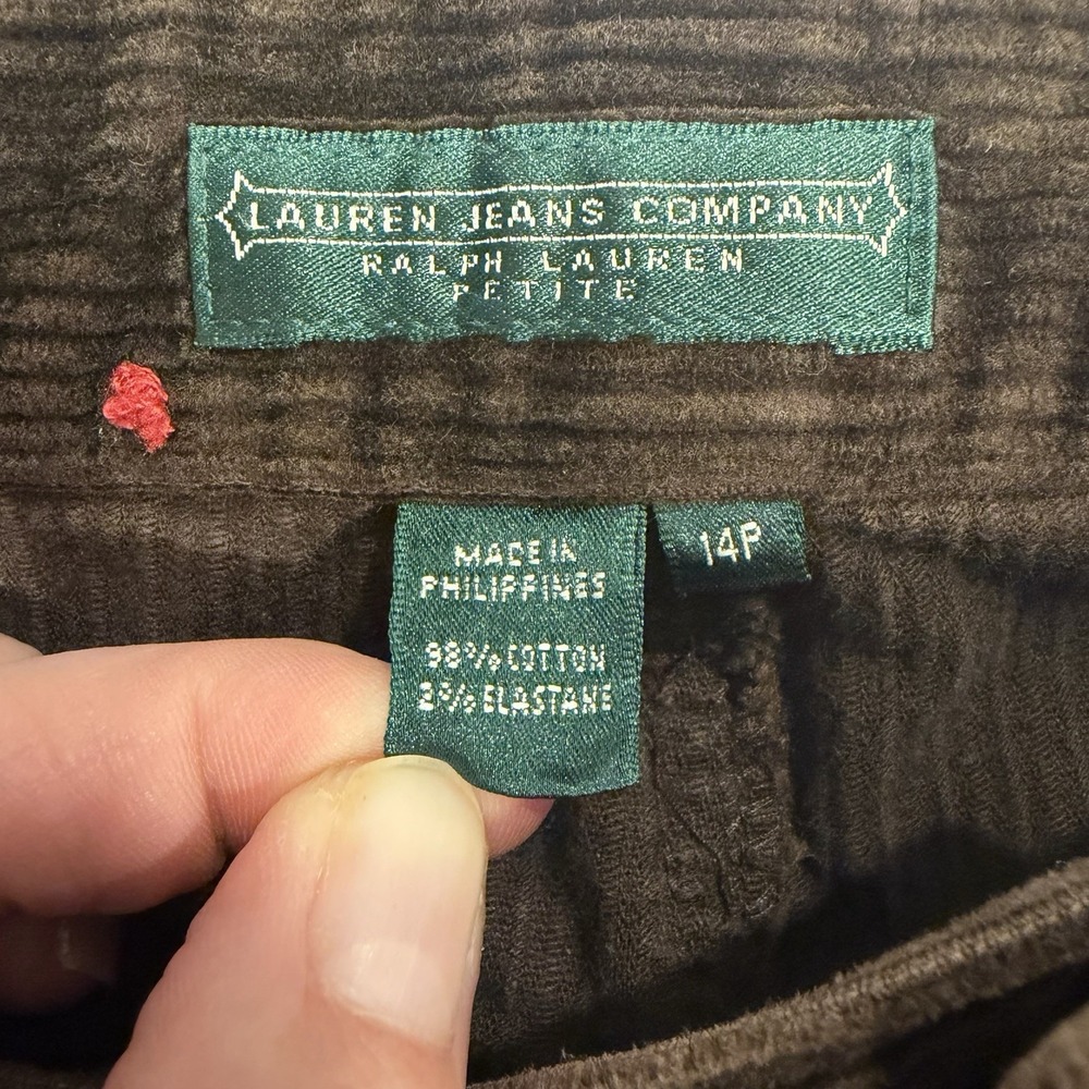 Y2K Polo Ralph Lauren Jeans Co. Size-14/P Womens Corduroy Pants Brown - Picture 2 of 16